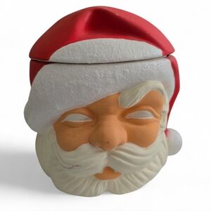 Vintage Santa Claus Ceramic Cookie Jar – Unfinished Bisque Style Holiday Kitchen